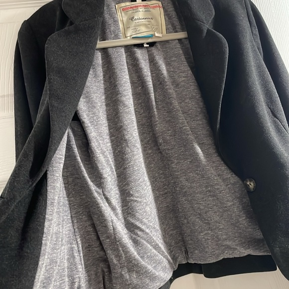 ANTHROPOLOGIE (cartonnier) dark gray blazer - Picture 3 of 3